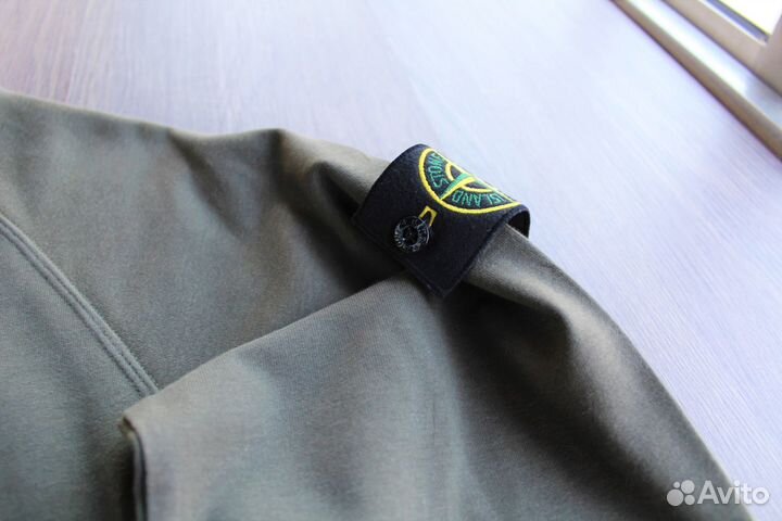 Оверсайз Свитшот Stone Island с патчем Олива S-XXL