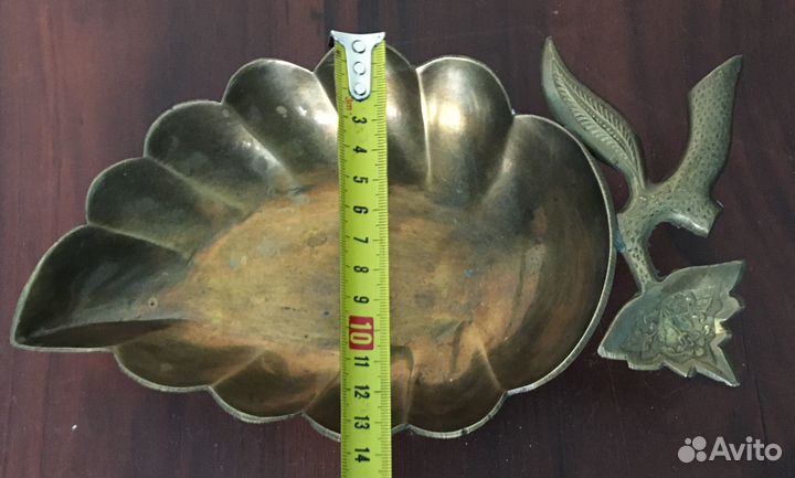 Пепельница лист латунь винтаж