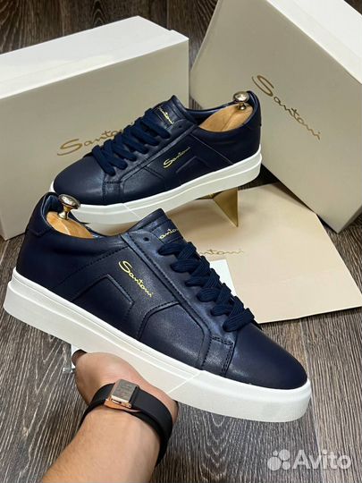 Кроссовки мужские кожаные santoni