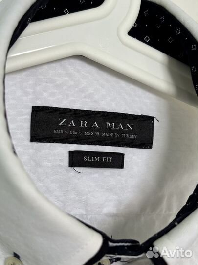 Мужская белая рубашка двубортная zara man оригинал