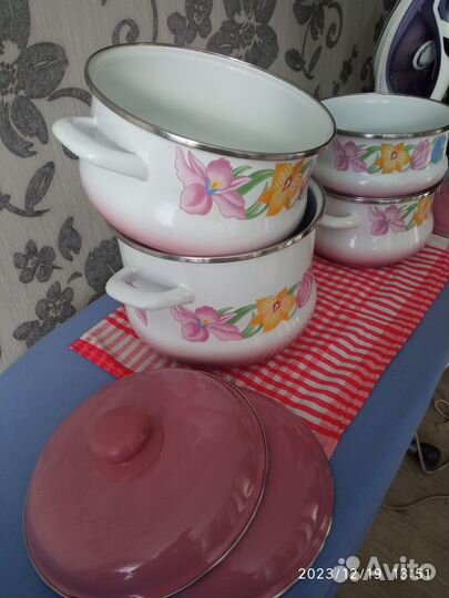 Набор эмал. посуды с двойным дном Сербия