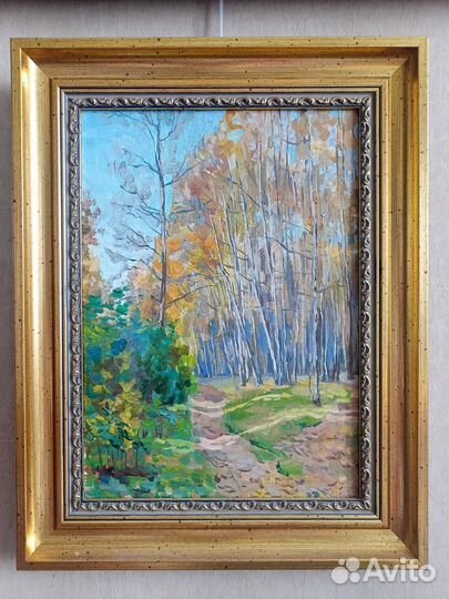 Картина маслом лесной пейзаж осень 30х40