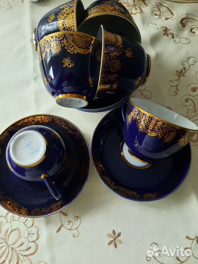 Вазы, чайные пары лфз, кобальт
