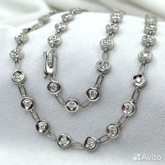 Золотая цепь ожерелье с бриллиантами 2,76 ct 750