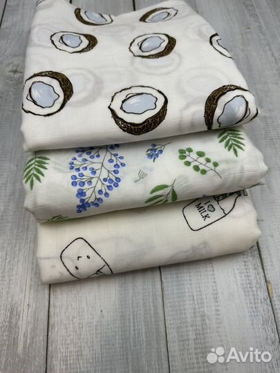 Плед детский муслин, плюш 110х140