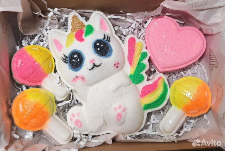 Набор бомбочек для ванн Кошка-единорожка