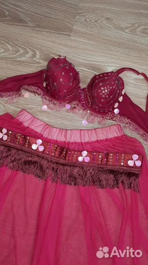 Костюм для восточных танцев (розовая сетка)