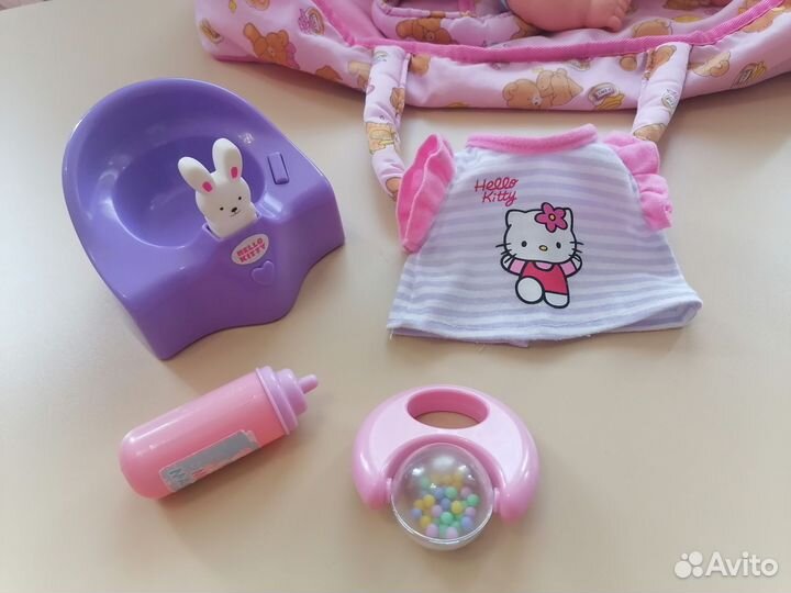 Кукла пупс детская с переноской и игрушками