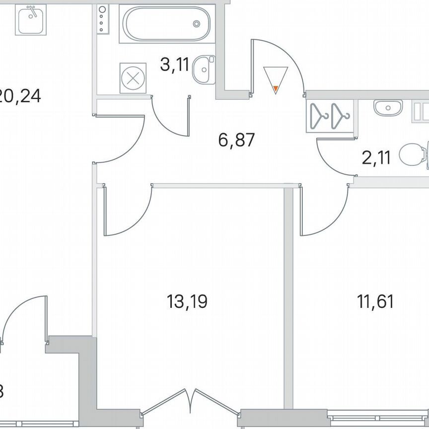 2-к. квартира, 59,1 м², 3/4 эт.