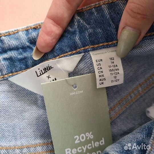 Шорты джинсовые бермуды новые H&M для девочки 152