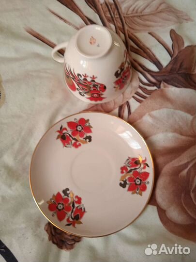 Чайная пара лфз костяной фарфор СССР