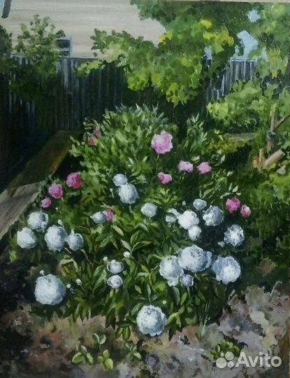 Картина маслом на холсте пионы