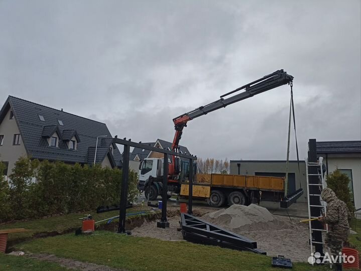 Аренда и услуги манипулятора, стрела 10 т, 22 м, борт 12 т, 6.3 м