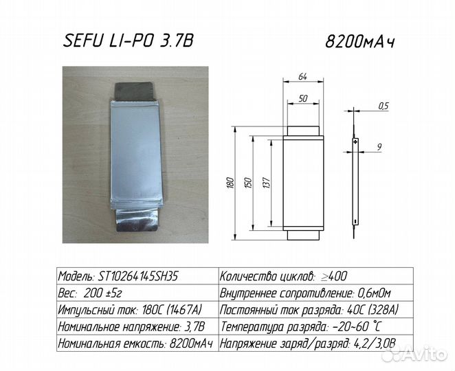 Аккумуляторные батареи 8200 Ач LiPo ли-полимерные