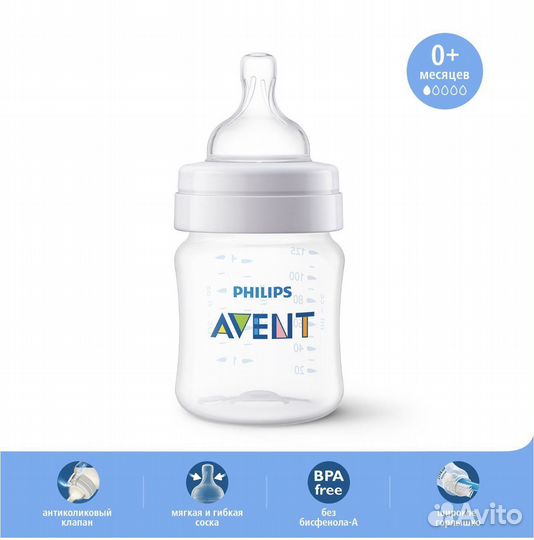 Детская Бутылочка avent 0+