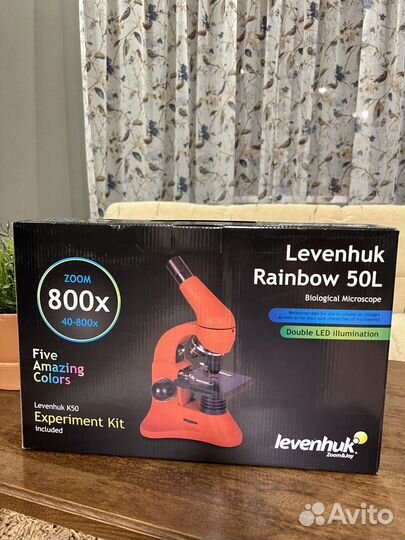 Микроскоп levenhuk 50l красный