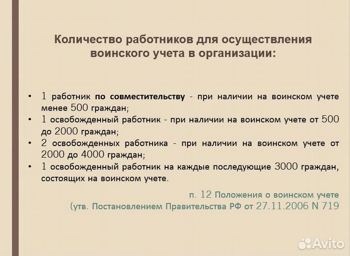 Воинский учет (постановка, подготовка к проверке)