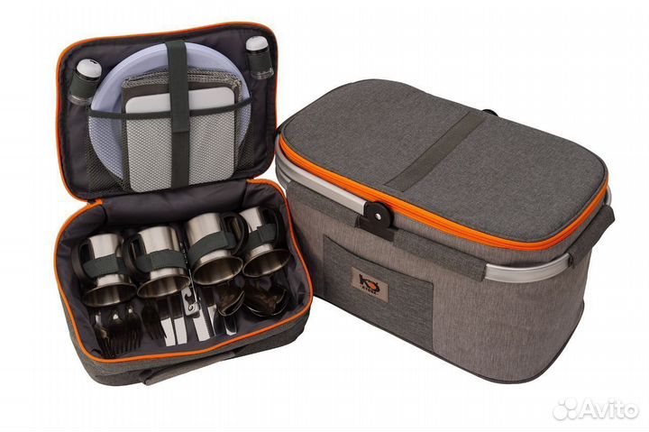 Сумка холодильник и набор туристической посуды 4