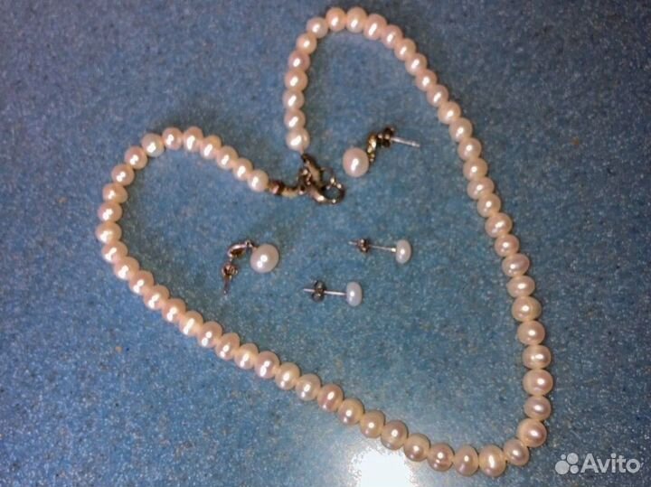 Бусы серьги из жемчуга натурального искусственного