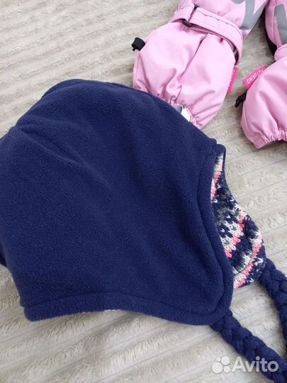 Комплект шапка, варежки краги