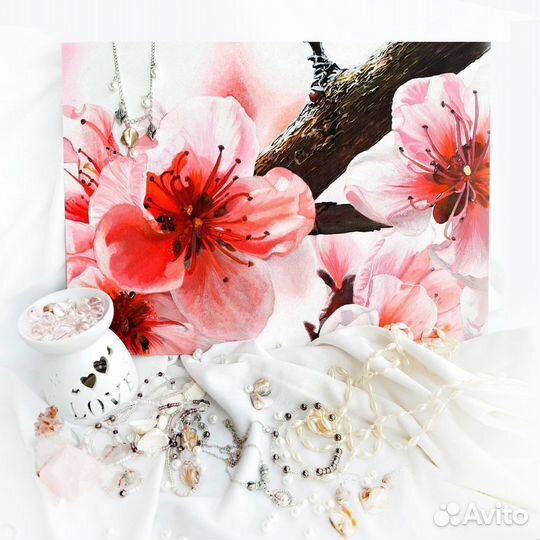 Новая Картина Сакура, Япония 30х40 холст