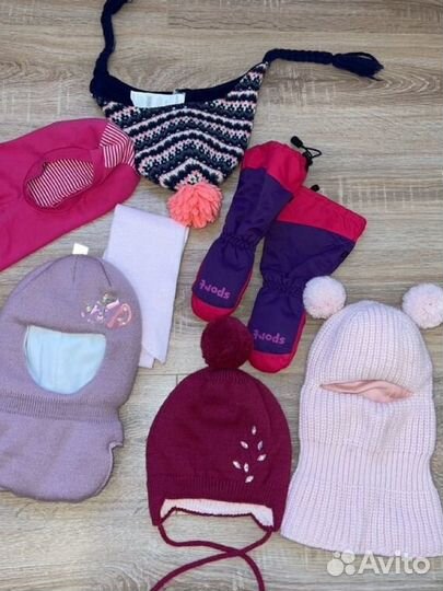 Шапка шлем, шарф варежки