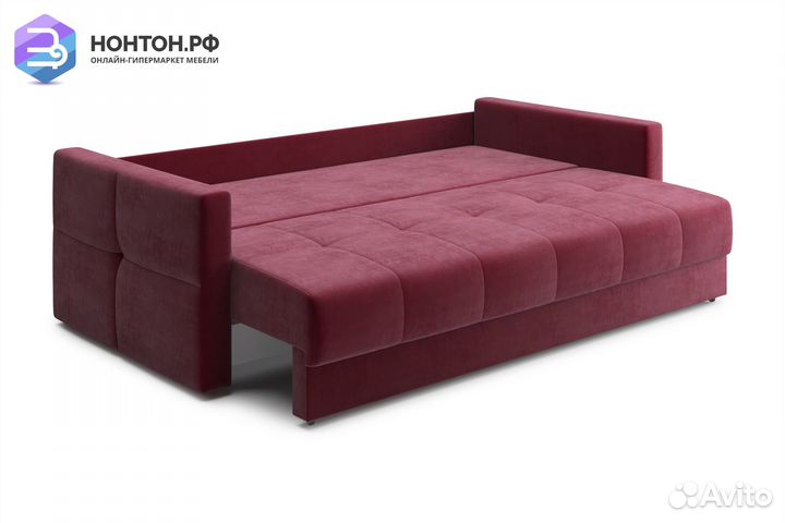 Диван еврокнижка Вита 3-х местный бордовый
