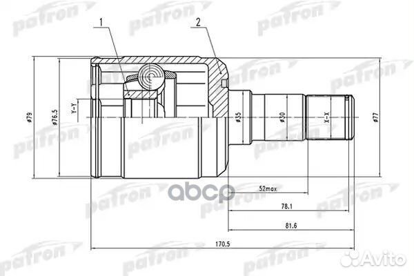 Шрус внутренний левый 28x35x30 mazda 626 GF 97