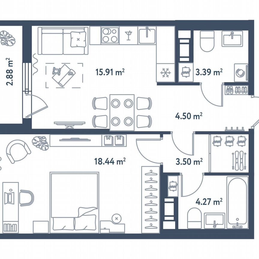 1-к. квартира, 51,5 м², 9/11 эт.