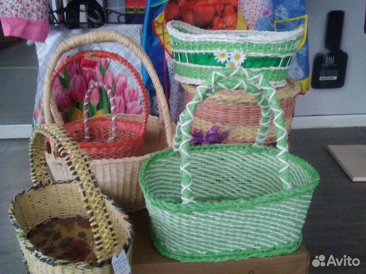 Корзины ручной работы из бумажной лозы