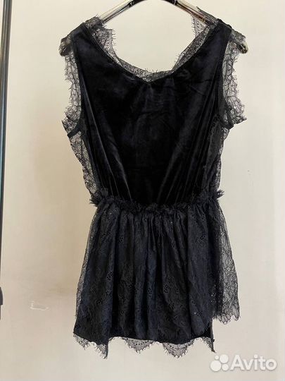 Баска чёрная бархатная с Кружевом