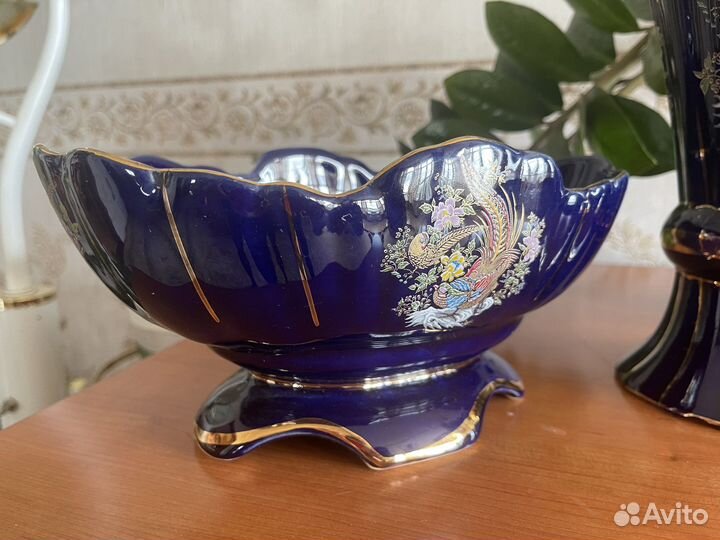 Фарфоровые вазы синий кобальт Турция