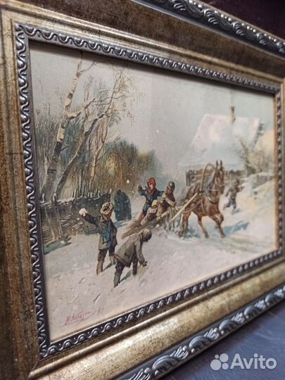 Картина.литографиязимние забавы