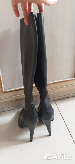 Сапоги на шпильке натур кожа 37 черные Ralph