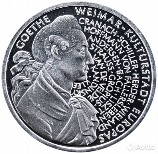 Монета серебро Германия 10 марок 1999 / Капсула