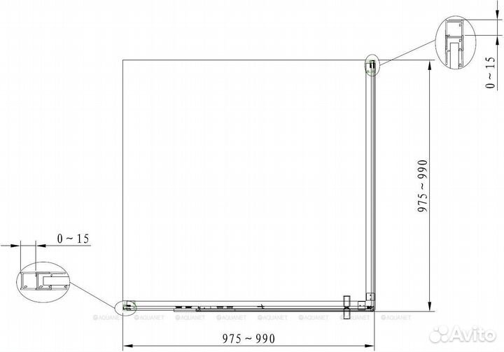 Душевой уголок Aquanet Ideal AE-AXC10MB-S-B 100x100