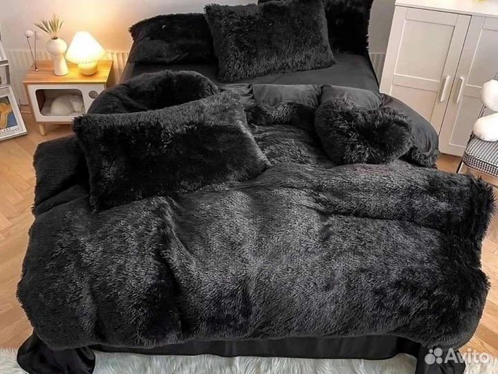 Плюшевый плед травка