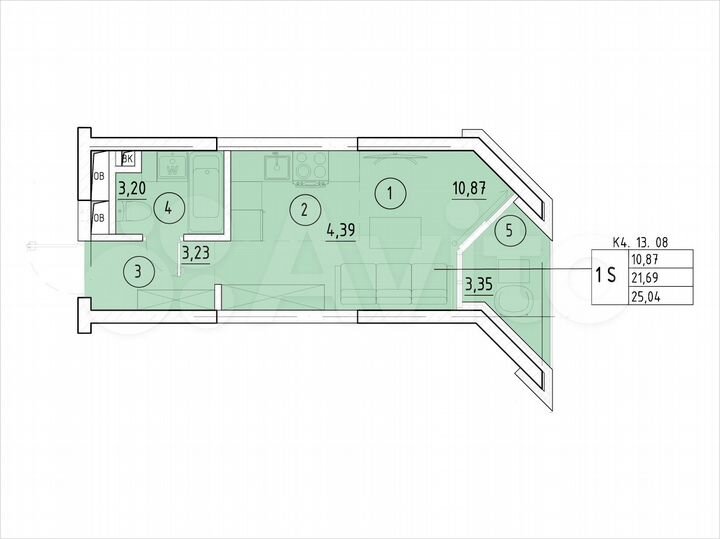 1-к. квартира, 25 м², 13/20 эт.