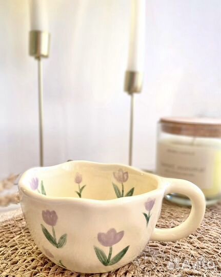 Керамическая кружка в цветочек