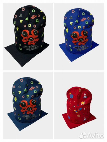 Детская шапка со снудом для мальчика на весну