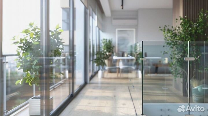 Ограждение лестницы из стекла