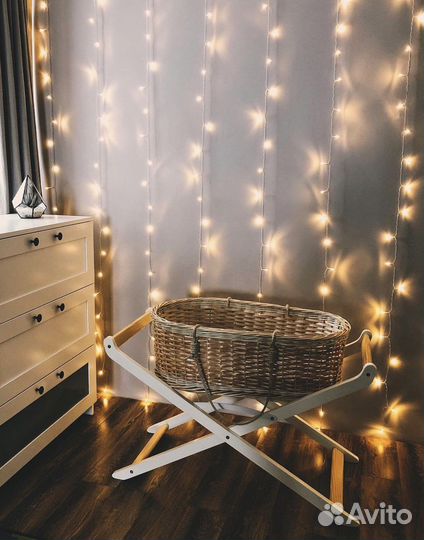 Детская плетеная кроватка колыбель+подставка