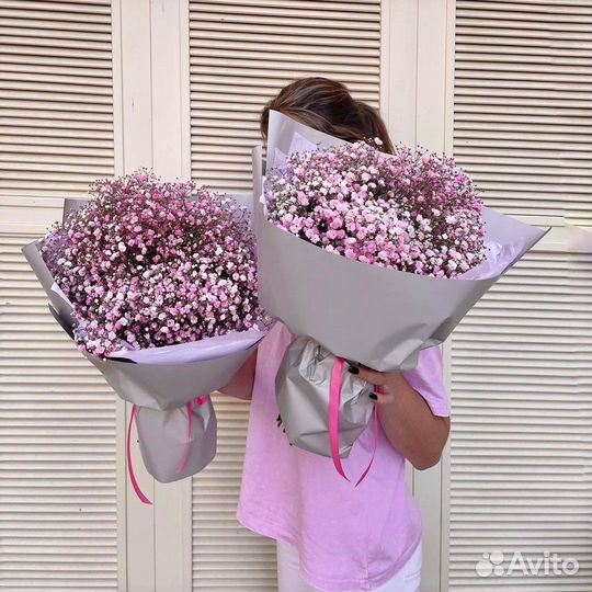 Букеты Комплименты из Цветной Гипсофилы