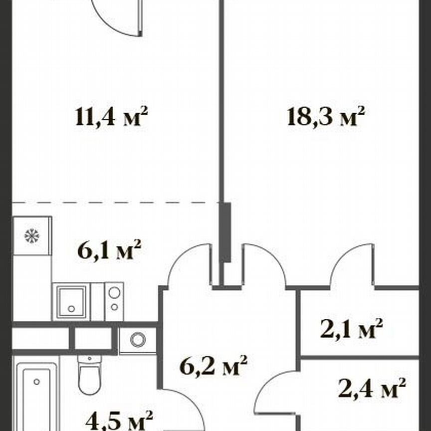 2-к. квартира, 51 м², 5/6 эт.