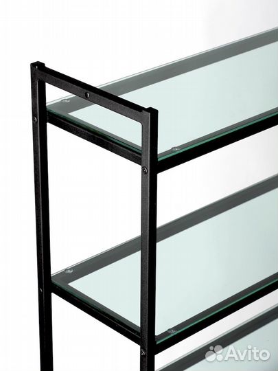 Стеллаж лофт пс-1712Ч со стеклянными полками