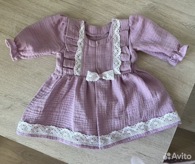 Платье муслиновое для девочки 56-62-68