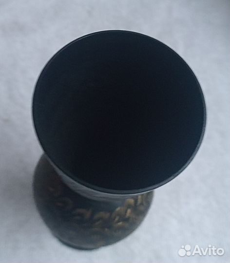 Ваза Вазочка Латунь Индия Штихель на черном Винтаж