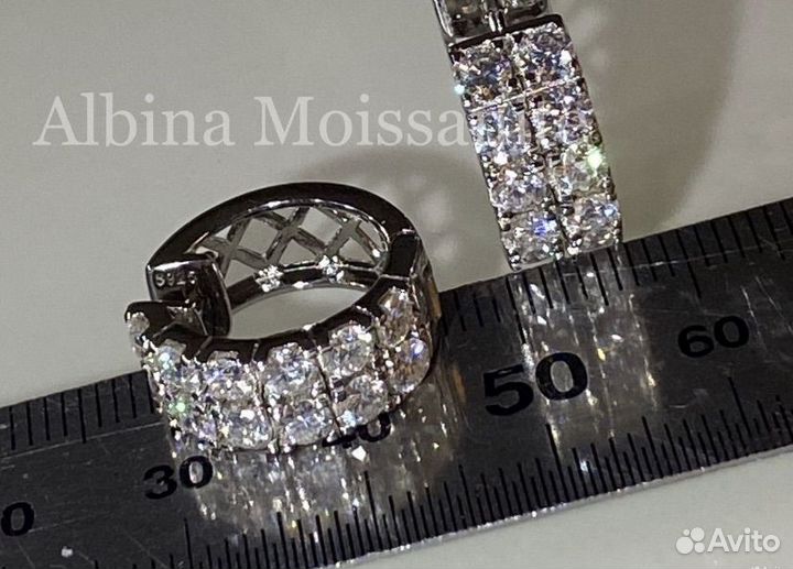 Серьги кольца 2.4 ct бриллианты (муассаниты)