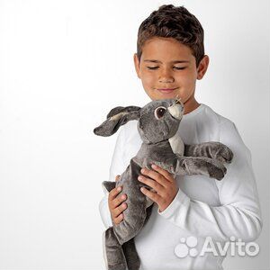 Мягкая игрушка заяц, 40 см, темно-серый