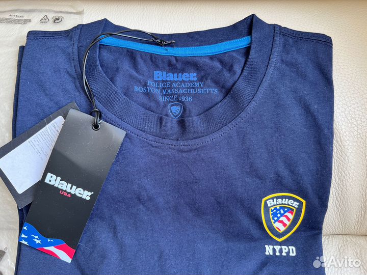 Футболка Blauer USA N.Y.P.D Синяя Оригинал